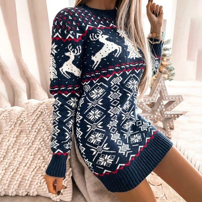 Seksīga Ziemassvētku kleita ar sniegpārsliņu sievietēm, kostīmi 2023 Bodycon Elegant retro ballīte Ziemassvētku ikdienas sieviešu apģērbs, džemperis, svārki