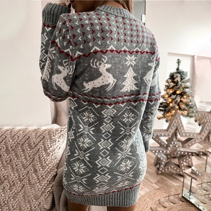 Seksīga Ziemassvētku kleita ar sniegpārsliņu sievietēm, kostīmi 2023 Bodycon Elegant retro ballīte Ziemassvētku ikdienas sieviešu apģērbs, džemperis, svārki