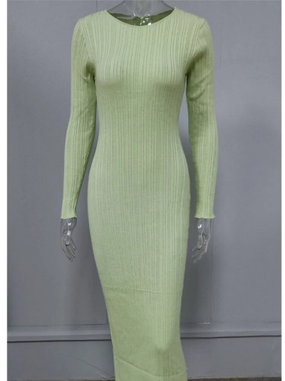 Pletena midi haljina s rebrastim O-izrezom, elegantna Y2K uska haljina a-kroja, dugi vestidos Ljetna ženska odjeća za ulični odmor 2023.