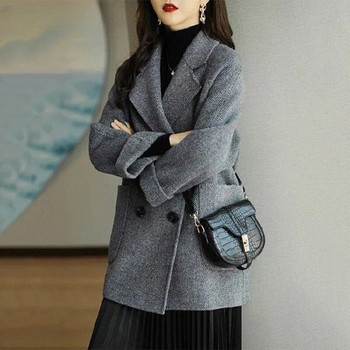 Μεσαίου μήκους Μάλλινο Γυναικείο Παλτό Φθινοπωρινό και Χειμώνα Παχύ Ζεστό Παλτό Χαλαρό λεπτό Tweed Παλτό Big Yards Παλτό Γυναικείο