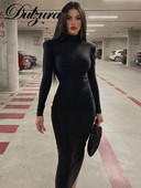 Dulzura Jesen, seksi Y2K odjeća, midi haljine s dugim rukavima, za žene, 2022., ulična odjeća za klubske zabave, elegantna jednobojna odjeća