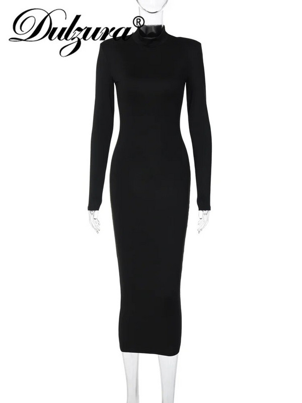 Dulzura Jesen, seksi Y2K odjeća, midi haljine s dugim rukavima, za žene, 2022., ulična odjeća za klubske zabave, elegantna jednobojna odjeća