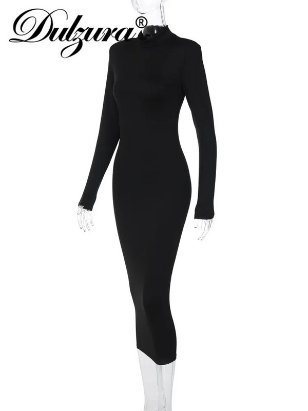 Dulzura Jesen, seksi Y2K odjeća, midi haljine s dugim rukavima, za žene, 2022., ulična odjeća za klubske zabave, elegantna jednobojna odjeća