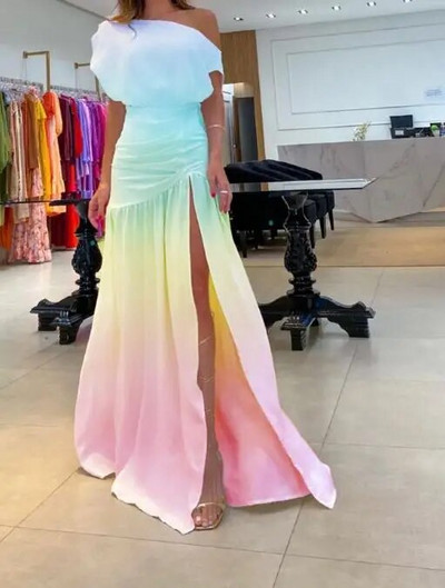 Ženske haljine s ovratnikom ravnih linija, kratkih rukava, duga suknja, moderna blagdanska seksi haljina s podijeljenim izrezom i jednim linijskim izrezom