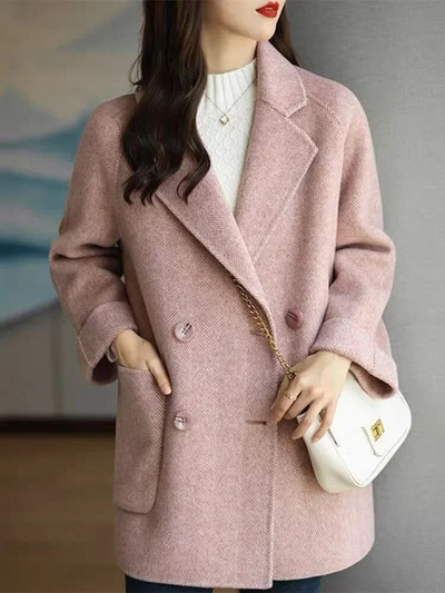 Γυναικείο παλτό Yitimoky οδοντωτό μάλλινο φθινόπωρο Χειμώνας 2023 Γραφείο μόδας Γυναικείο μακρυμάνικο φαρδύ μπουφάν Casual διπλό παλτό