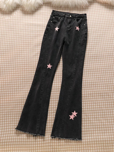 Y2k Big Size 5xl Kõrge vöökohaga Flare Teksad Star Appliques Baggy Denim Püksid Vabaaja kevadsuvi Vaqueros tänavarõivad Uued Pantalones