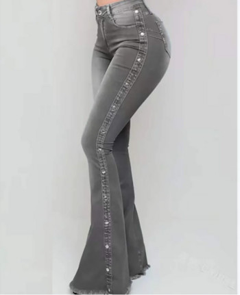 High Stretch Drag Flare Jeans Personalized Buttoned Design Γυναικείο Lifting Hip Skinny Παντελόνι Demin Παντελόνι με καμπάνα με τσέπη