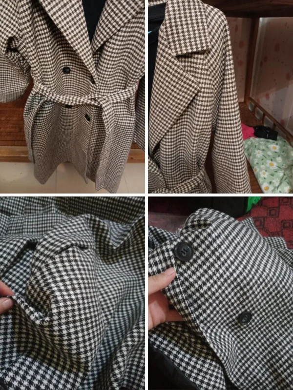 Trenč kaput za žene Vuneni kaput od tvida Korejska modna jesenska ženska zimska odjeća 2023. Karirana duga jakna Elegantna uredska dama