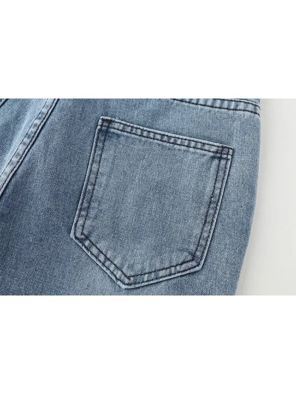 Široke traper hlače Ženske vintage traper hlače s poderanom mašnom i izdubljenim ženskim visokim strukom Harajuku modne rastezljive traper hlače širokih nogavica