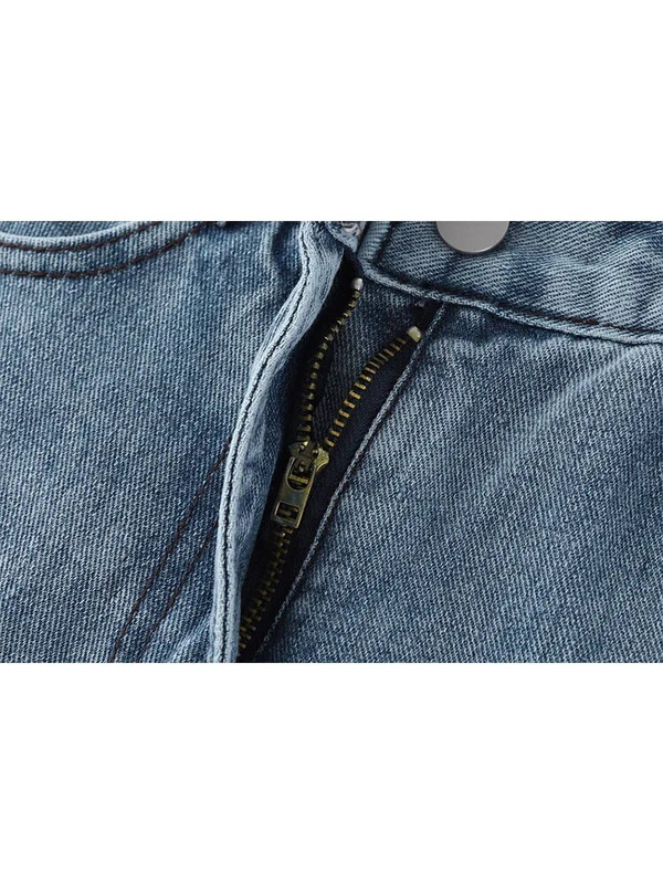 Široke traper hlače Ženske vintage traper hlače s poderanom mašnom i izdubljenim ženskim visokim strukom Harajuku modne rastezljive traper hlače širokih nogavica