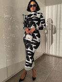 Hugcitar 2023 Pikkade varrukatega Turtleneck Cow Print Bodycon Maxi Kleit Sügistalv Naiste Mood Peoklubi Seksikad rõivad Riided