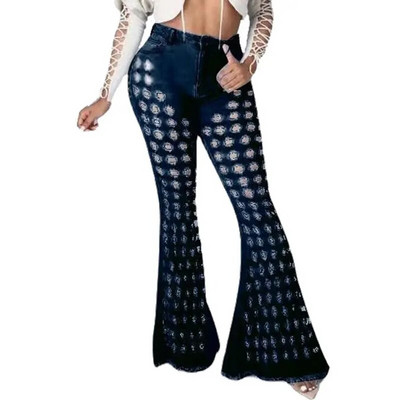 Y2K tänav valge sinine õõnes venivad lainelised teksad Seksikad klubi rebenenud augud laiad jalad lõhki, ülivenivad indie kellapõhjad