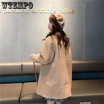 WTEMPO Модерно зимно палто Елегантно дамско връхно облекло с дълъг ръкав Удобно дишащо палто с копчета Затоплящо връхни дрехи в корейски стил