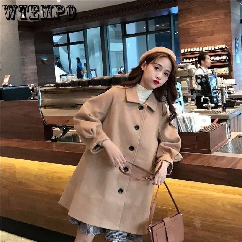 WTEMPO Trendy zimski kaput Elegantni ženski kaput dugih rukava Udoban prozračni kaput na kopčanje koji održava toplinu Gornja odjeća u korejskom stilu