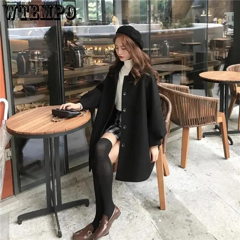 WTEMPO Trendy zimski kaput Elegantni ženski kaput dugih rukava Udoban prozračni kaput na kopčanje koji održava toplinu Gornja odjeća u korejskom stilu