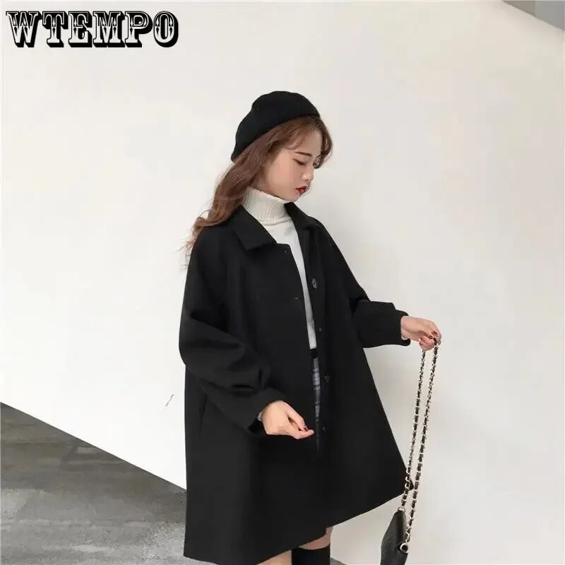 WTEMPO Trendy zimski kaput Elegantni ženski kaput dugih rukava Udoban prozračni kaput na kopčanje koji održava toplinu Gornja odjeća u korejskom stilu