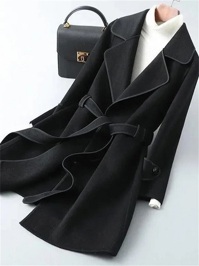 Yitimoky paks villane mantel naiste sügistalv 2023 vintage, uued pitsilised lahtised mantlid vabaaja pikkade varrukatega, allapoole kaelusega jakk