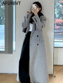 Naiste 2023. aasta villane mantel, moodne elegantne naiste mantel, kontorinaise, kaherealine, avar pikk mantel naiste jope