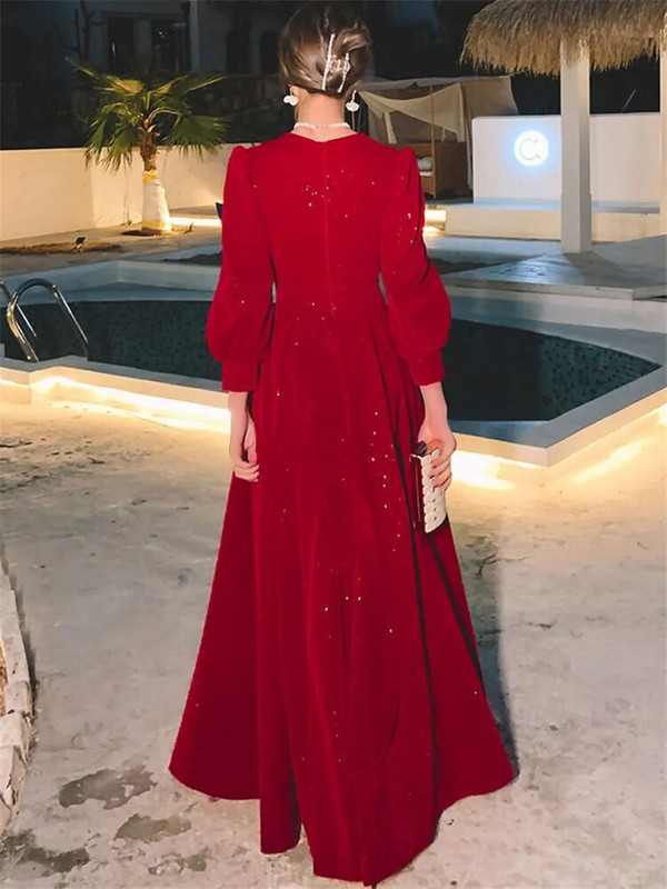 Temperamentne kleit naiste ühevärviline kevadsügis uus kandiline krae Pikkade varrukatega A-line pikk seelik Moodne naiste riietus 245