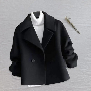Дамско зимно палто с дълги ръкави, плътна жилетка с двойни копчета, топли, свободно, дебела яка, есенно яке за открито