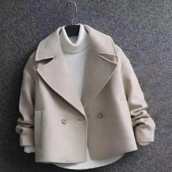Дамско зимно палто с дълги ръкави, плътна жилетка с двойни копчета, топли, свободно, дебела яка, есенно яке за открито