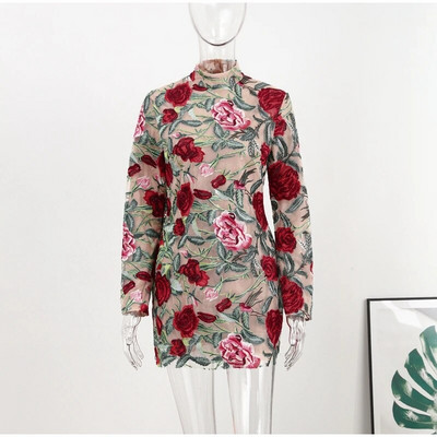 Lilletikandid Elegantne luksuslik naiste minikleit, poolkõrge kraega pikkade varrukatega kleidid 2023. aasta kevadõhtupeol Lady Vestido