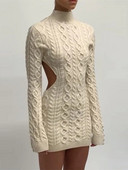 KLALIEN Soliidne pikkade varrukatega kilpkonnakaelusega kampsun, naiste 2023. aasta sügisene soe tänavariietus, õhukesed venivad seljata Bodyconi minikleidid