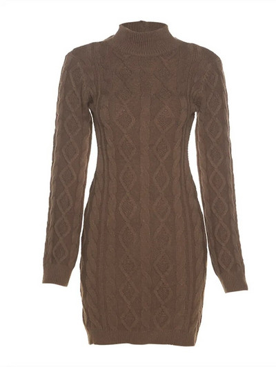 KLALIEN Soliidne pikkade varrukatega kilpkonnakaelusega kampsun, naiste 2023. aasta sügisene soe tänavariietus, õhukesed venivad seljata Bodyconi minikleidid