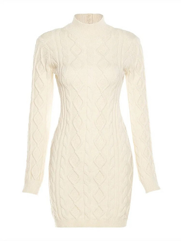 KLALIEN Soliidne pikkade varrukatega kilpkonnakaelusega kampsun, naiste 2023. aasta sügisene soe tänavariietus, õhukesed venivad seljata Bodyconi minikleidid