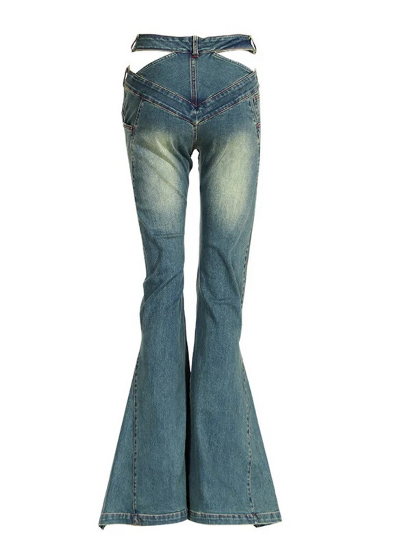 DEAT moteriškos džinsinės kelnės, plonos aukšto juosmens, tuščiavidurio, dvigubo užtrauktuko džinsai, 2023 m. rudens nauji gatvės drabužiai 17A8728