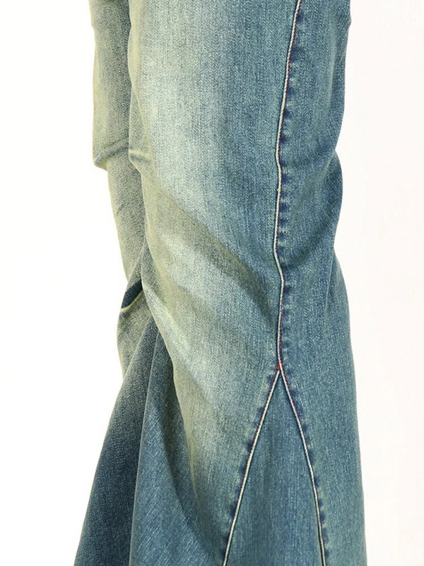 DEAT moteriškos džinsinės kelnės, plonos aukšto juosmens, tuščiavidurio, dvigubo užtrauktuko džinsai, 2023 m. rudens nauji gatvės drabužiai 17A8728