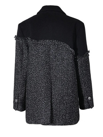 EAM Tweed Big Size Irregular Woolen Coat Parkas Свободна кройка Нова дамска мода с дълъг ръкав Tide Есен Зима 2023 г. 17A1557H01