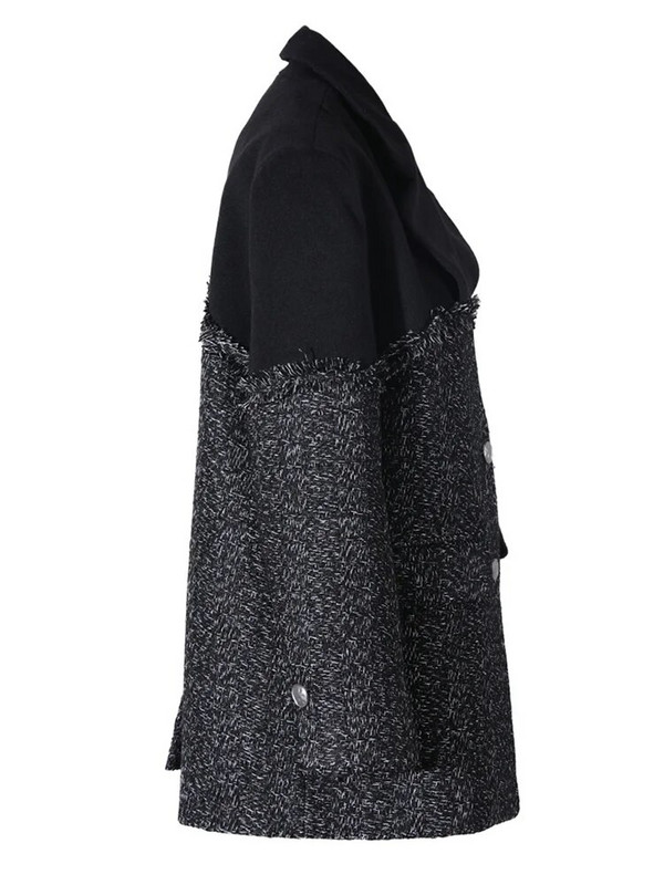 EAM Tweed liela izmēra neregulārs vilnas mētelis, brīvs, jauns sieviešu mētelis ar garām piedurknēm modes plūdmaiņas rudens ziema 2023 17A1557H01