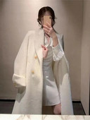 2023. aasta talvine uus villane villane vöömantel Naiste üle põlve kõrge kvaliteediga temperamendiga keskmise pikkusega villane mantel