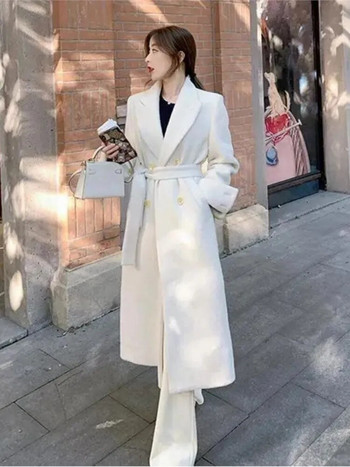 2023 Χειμώνας Νέο μάλλινο παλτό μέσης Γυναικείο παλτό πάνω από το γόνατο Υψηλής ποιότητας ιδιοσυγκρασία μεσαίου μήκους μάλλινο παλτό