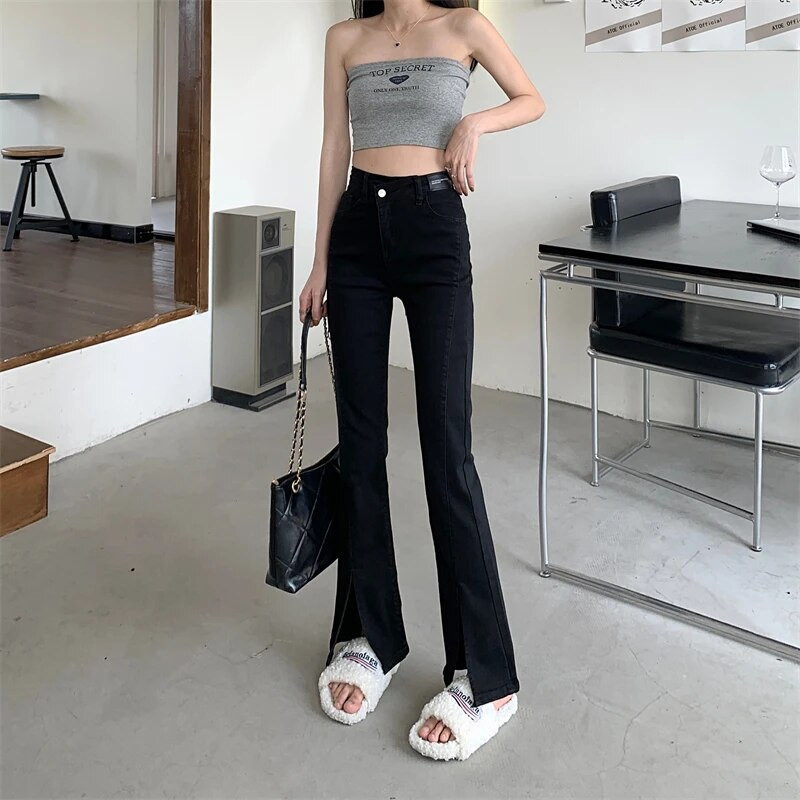 Uued Korea moed vabaajarõivad, naiste teksapüksid naiste vanad tänavarõivad OL kõrge vöökohaga naiste teksad dropshipping VAH6201