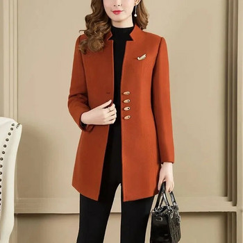 2023 Νέο φθινοπωρινό χειμωνιάτικο μάλλινο μπουφάν Γυναικείο φαρδύ Μάλλινο παλτό με μονό στήθος Γυναικεία πανωφόρια E350