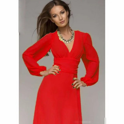 Γυναικεία σέξι μακρυμάνικη λαιμόκοψη με βαθύ V-λαιμόκοψη, κομψή δουλειά, επαγγελματικά casual πάρτι με μολύβι Bodycon φορέματα