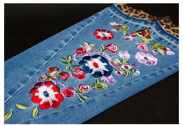 LOGAMI Leopard Patchwork Lilletikandid Teksad Naised Elastsed Skinny Flare Denimpüksid Naiste Sügisteksad