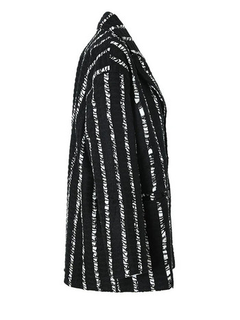 EAM Вълнено палто с черни райета Парки с широка кройка, големи размери, ежедневни нови дамски модни вълни с дълъг ръкав, есен, зима 2023 г. 1DF3214