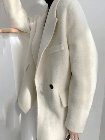 [EAM] Свободни бели къси вълнени палто паркове с дълъг ръкав Нова дамска мода Tide Есен Зима 2023 г. 1DD3859
