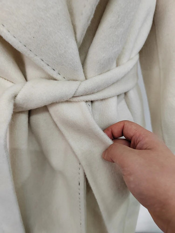 DEAT Fashion Γυναικείο μάλλινο παλτό διπλής όψης Μεγάλη ζώνη πέτο με μονό χαλαρό κουμπί με τοξωτή βελόνα Ζεστά παλτό Χειμώνας 2023 Νέο 7AB989