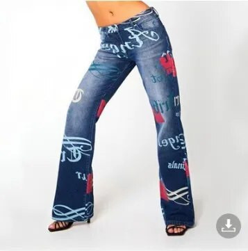 y2k maalitud kirjaga trükitud teksad seksikas kuum tüdruk naisteriided tänavapildid kõrge vöökohaga trend sisemised veidi lõdvad avarad püksid