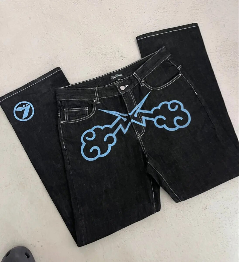 y2k maalitud kirjaga trükitud teksad seksikas kuum tüdruk naisteriided tänavapildid kõrge vöökohaga trend sisemised veidi lõdvad avarad püksid