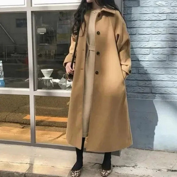 Зимни дамски палта Корейска версия със средна дължина Модно елегантно плътно дълго яке с удебелен колан Дамско свободно улично облекло