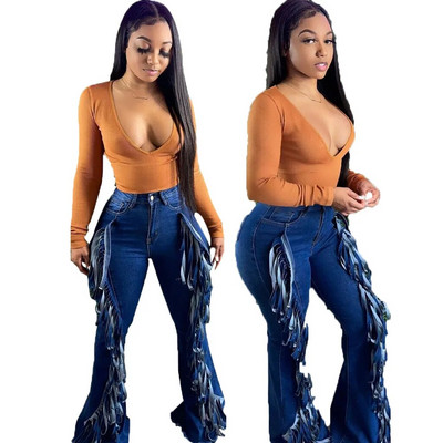 CM.YAYA Sieviešu džinsi Cieti pušķi, rāvējslēdzēja aizdares kabatas, saplēstas, šauras džinsa bikses, piemērotas bikses rudens modes ielas apģērbs