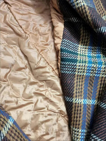 Винтидж карирани дълги вълнени палта от туид Дамски зимни нови широки якета от вълнена смес Удебелени якета Корейски топли памучни подплатени подплатени Casacos