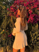 Kootud triibuline seljata minikleit naistele, pikkade varrukatega, paeltega, puusakomplektiga peokleidid naistele, kõrge vöökohaga vestido