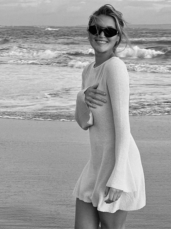 Kootud triibuline seljata minikleit naistele, pikkade varrukatega, paeltega, puusakomplektiga peokleidid naistele, kõrge vöökohaga vestido