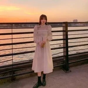 QWEEK rochie gotică neagră din dantelă pentru femei, ocazional, elegantă, pentru petrecere, rochie cu mâneci lungi, cu volane, Emo, Y2k, haine de primăvară 2022